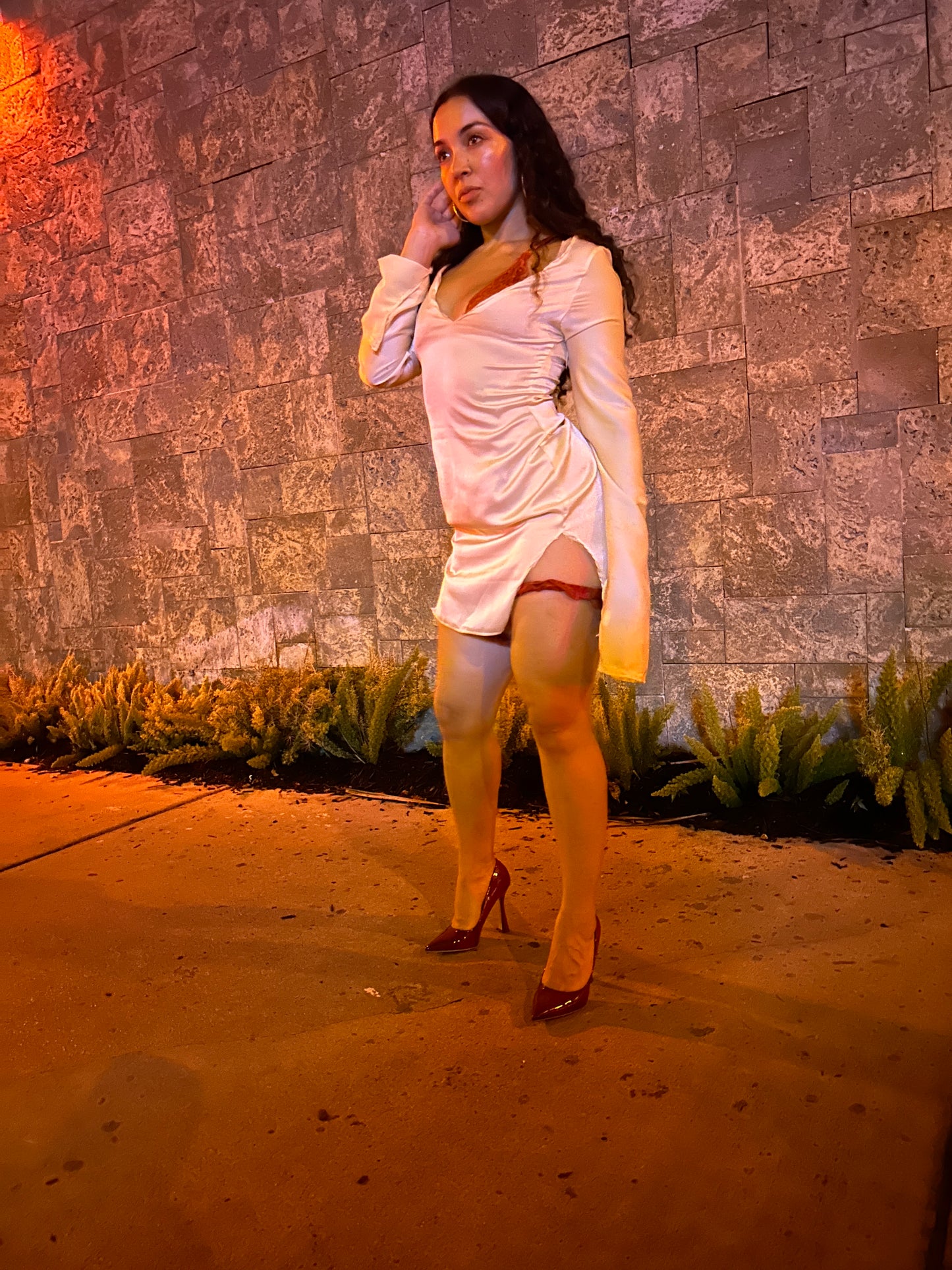 Shibui, our long sleeve silk dress in beige
