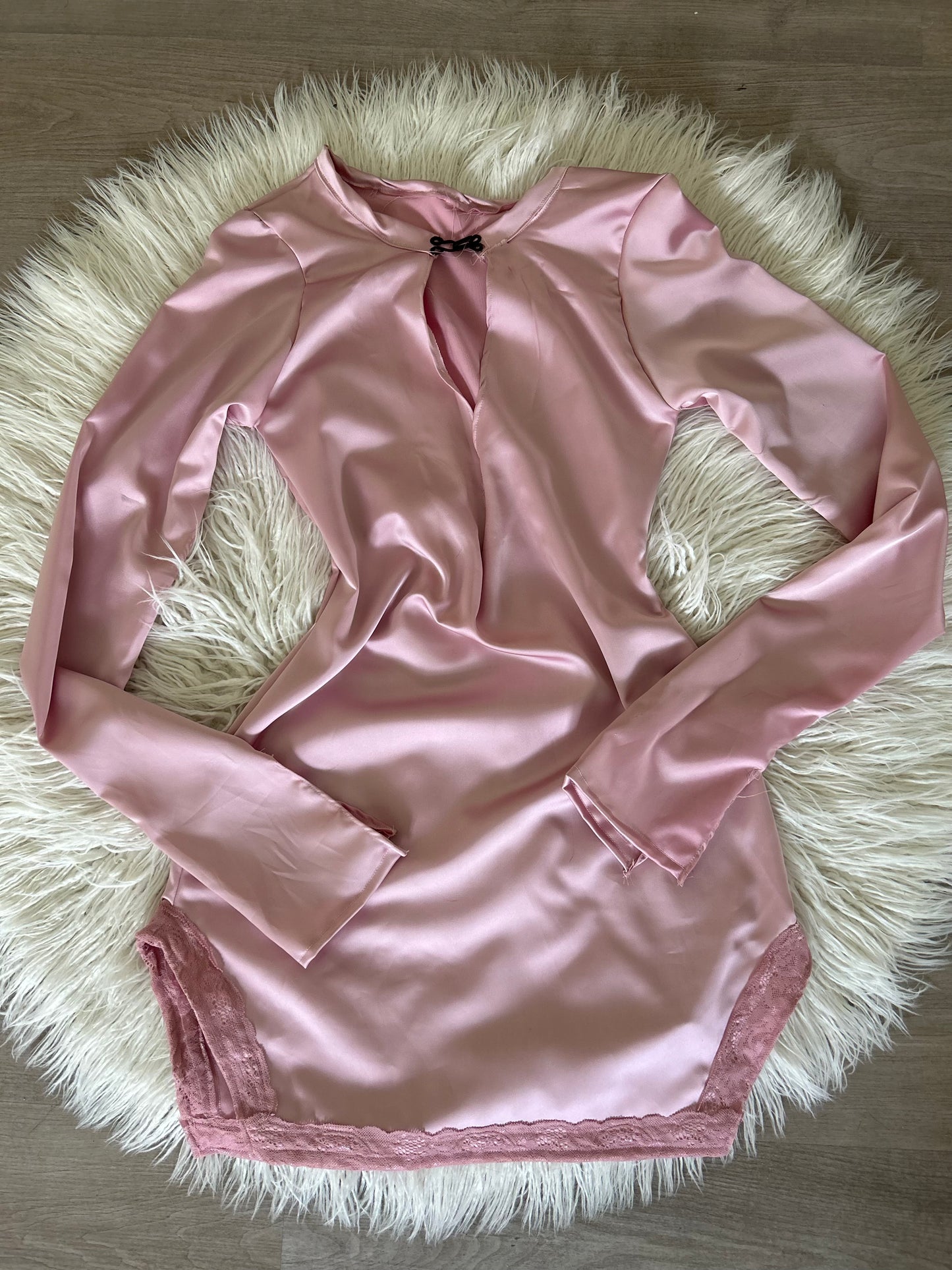 Pink Satin stretch dress with Diamond cut